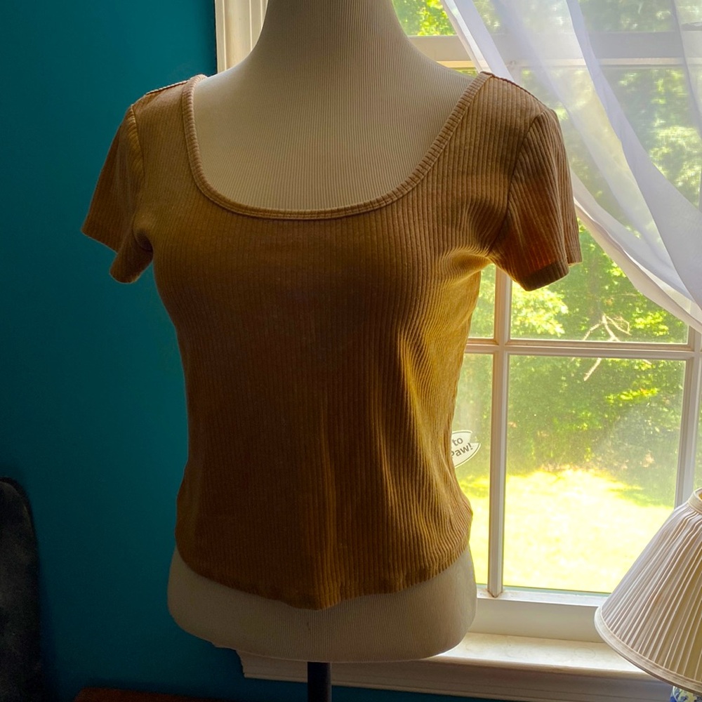 Wild Fable Scoop Neck Heathered Crop Top